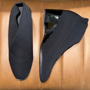 NWT Aerosoles Womens Anini Black Elastic Textile Wedge Ankle Boot Shoe Size 7.5